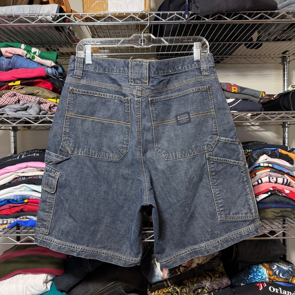 Columbia Shorts Mens 34 Blue Denim Cargo Utility Carpenter Work Outdoor Casual